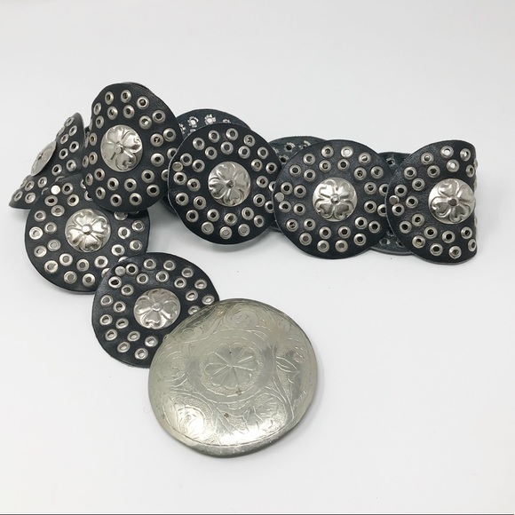 Accessories - Leather Silver Wide Concho Disc Hip waist belt L